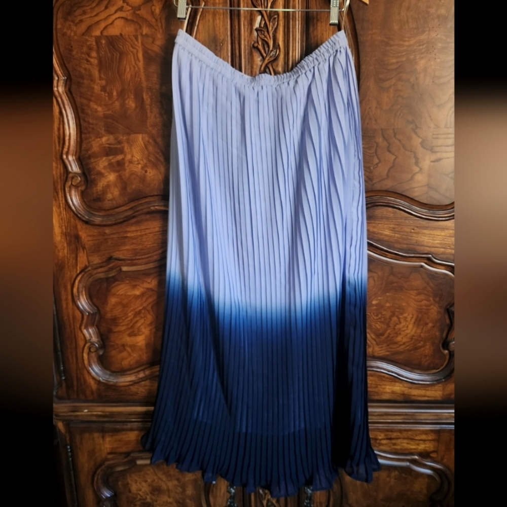 Cupio Blue Gradient Pleated Maxi Skirt Casual Resort
